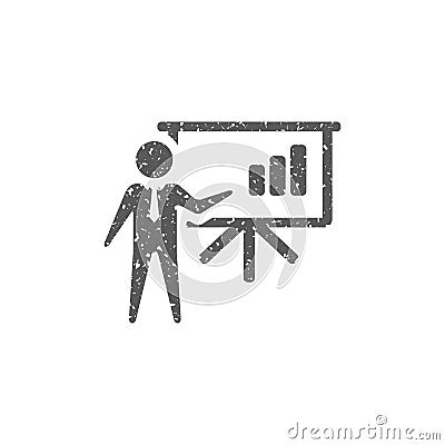 Grunge icon - Businessman chart Vector Illustration