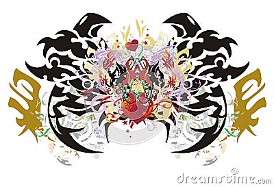 Grunge imaginary butterfly Vector Illustration