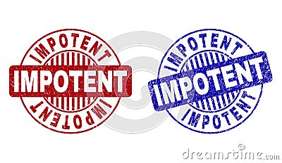 Grunge IMPOTENT Scratched Round Stamp Seals Vector Illustration