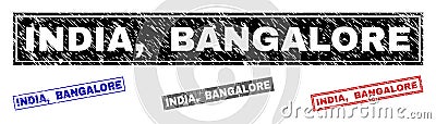 Grunge INDIA, BANGALORE Textured Rectangle Watermarks Vector Illustration