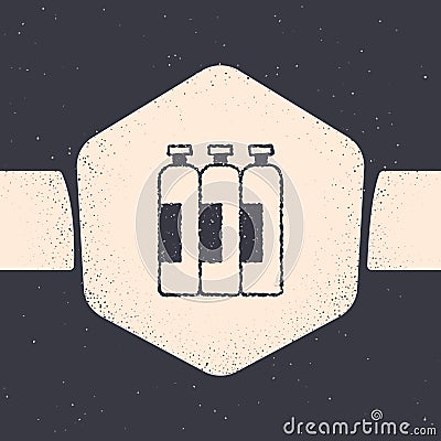 Grunge Industrial gas cylinder tank for all inert and mixed inert gases icon isolated on grey background. Monochrome Vector Illustration