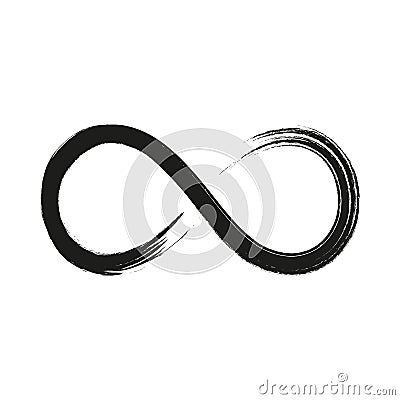 Grunge infinity symbol. Hand painted with black paint. Grunge brush stroke. Modern eternity icon. Graphic design element. Infinite Stock Photo