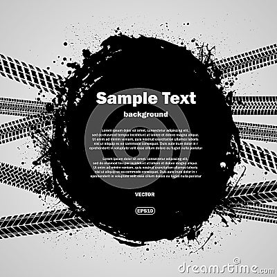 Grunge ink blots with tire tracks Vector Illustration