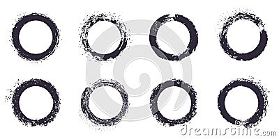 Grunge ink frames. Paint brush abstract splatter borders, black paint splash frame. Stained texture borders flat vector Vector Illustration