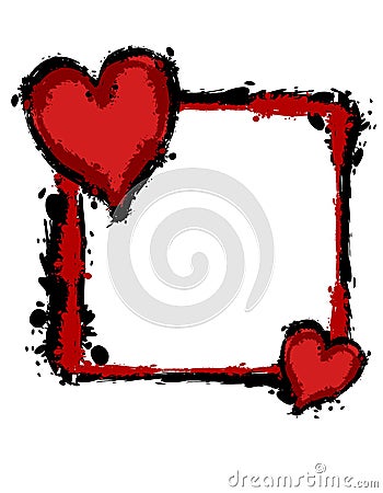 Grunge Ink Splatter Hearts Frame Cartoon Illustration