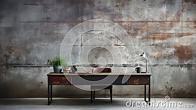 A grunge-inspired wallpaper featuring urban textures, graffiti and weathered surfaces Stock Photo