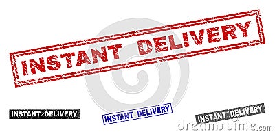 Grunge INSTANT DELIVERY Textured Rectangle Watermarks Vector Illustration