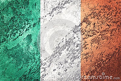 Grunge Ireland flag. Irish flag with grunge texture. Stock Photo