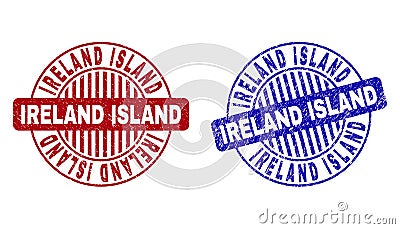 Grunge IRELAND ISLAND Textured Round Stamps Vector Illustration