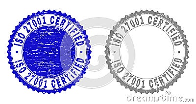 Grunge ISO 27001 CERTIFIED Textured Stamps Vector Illustration