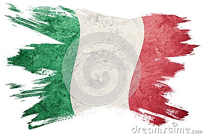 Grunge Italy flag. Italian flag with grunge texture. Brush stroke. Stock Photo