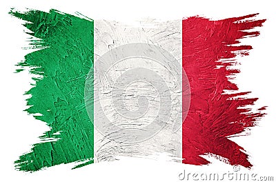 Grunge Italy flag. Italian flag with grunge texture. Brush stroke Stock Photo