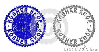 Grunge KOSHER SHOP Textured Watermarks Vector Illustration