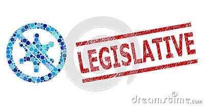 Grunge Legislative Stamp and Stop Sheriff Star Mosaic of Circles Vector Illustration