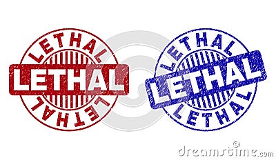 Grunge LETHAL Scratched Round Watermarks Vector Illustration