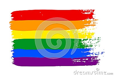 Grunge LGBT pride flag. Abstract rainbow flag texture hand drawn with a ink. Vector Multicolored background Vector Illustration