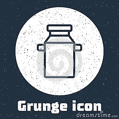 Grunge line Can container for milk icon isolated on grey background. Monochrome vintage drawing. Vector Stock Photo