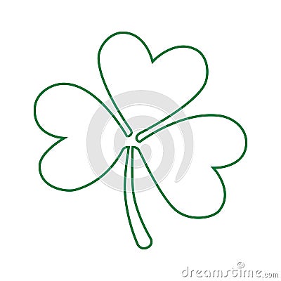 Grunge line clover shamrock leaf isolated on a white background. Vector Illustration