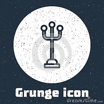 Grunge line Coat stand icon isolated on grey background. Monochrome vintage drawing. Vector Vector Illustration