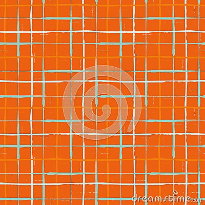Grunge line vector seamless grid pattern background. Organic painterly ink brush stroke style criss cross backdrop Vector Illustration