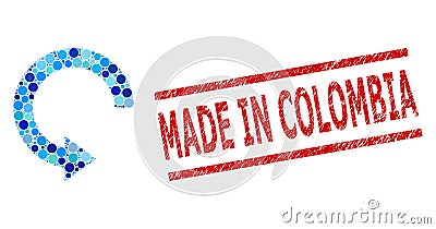 Grunge Made in Colombia Watermark and Rotate Right Collage of Circles Vector Illustration