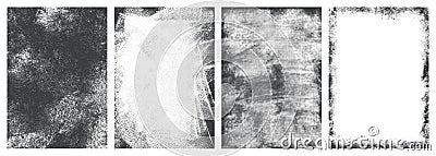 Grunge material monochrome set textures Vector Illustration