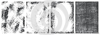 Grunge material set textures monochrome Vector Illustration