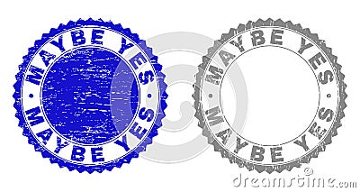 Grunge MAYBE YES Scratched Stamps Vector Illustration