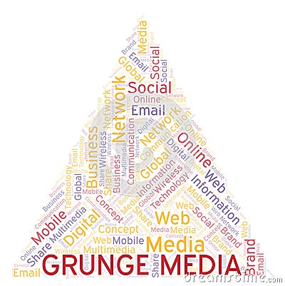 Grunge Media word cloud Cartoon Illustration