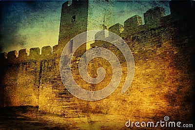 Grunge medieval castle Stock Photo