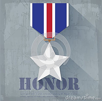 Grunge military honor medal icon background Vector Illustration