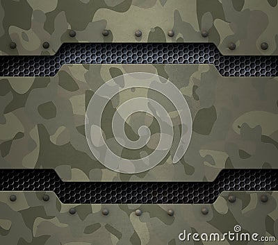 Grunge military metal background with camouflage and rivets 3d illustration Stock Photo