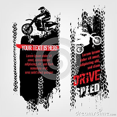 Grunge motorcross banners Vector Illustration