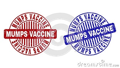 Grunge MUMPS VACCINE Scratched Round Stamps Vector Illustration