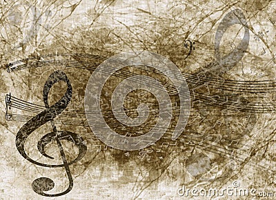 Grunge musical notes background Stock Photo