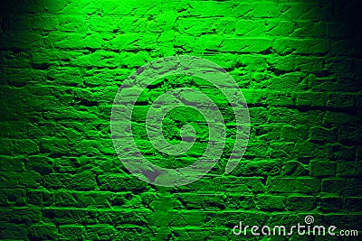 Grunge neon green brick wall texture background. Magenta colored brick wall texture architecture pattern Stock Photo