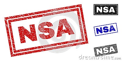 Grunge NSA Textured Rectangle Watermarks Vector Illustration