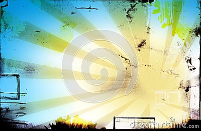 Grunge page with stains and rays Stock Photo