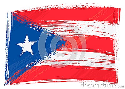Grunge painted Puerto Rico flag Vector Illustration