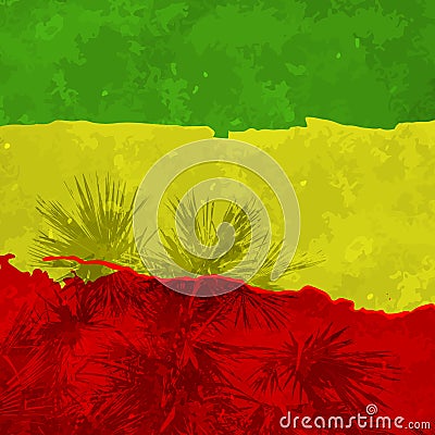 grunge painted scratched texture background . EPS10 illustration reggae colors green, yellow, red Cartoon Illustration