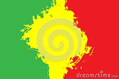 grunge painted scratched texture background . EPS10 illustration reggae colors green, yellow, red Cartoon Illustration