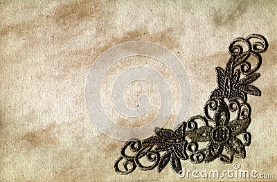 Grunge paper with lace Stock Photo