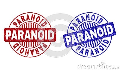 Grunge PARANOID Scratched Round Stamps Vector Illustration