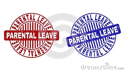 Grunge PARENTAL LEAVE Scratched Round Watermarks Vector Illustration