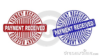 Grunge PAYMENT RECEIVED Textured Round Stamps Vector Illustration