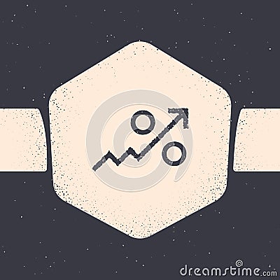 Grunge Percent up arrow icon isolated on grey background. Increasing percentage sign. Monochrome vintage drawing. Vector Vector Illustration