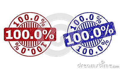 Grunge 100.0 Percents Textured Round Watermarks Vector Illustration