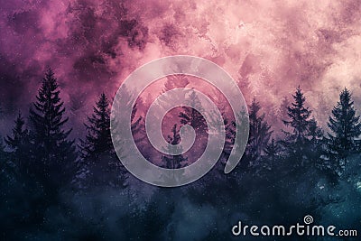 Grunge pine tree forest colorful Textured background . Generative AI Stock Photo