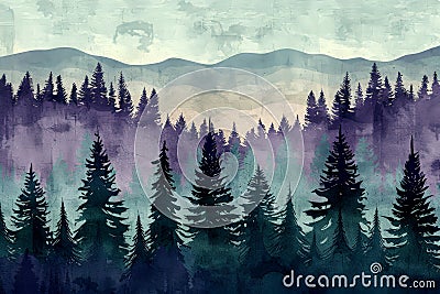 Grunge pine tree forest colorful Textured background . Generative AI Stock Photo