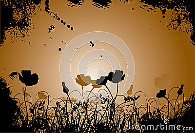 Grunge poppy, vector Vector Illustration